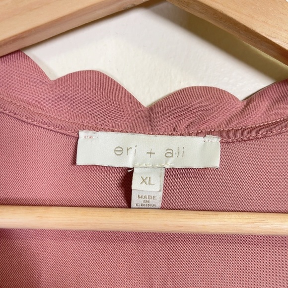 ANTHROPOLOGIE | ERI + ALI SCALLOP RUSTY PINK WRAP TOP - Picture 9 of 14